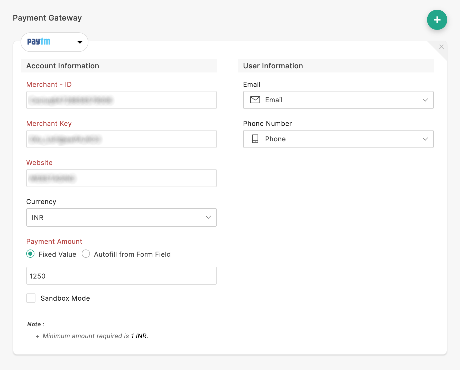 Paytm Payment Gateway Configuration