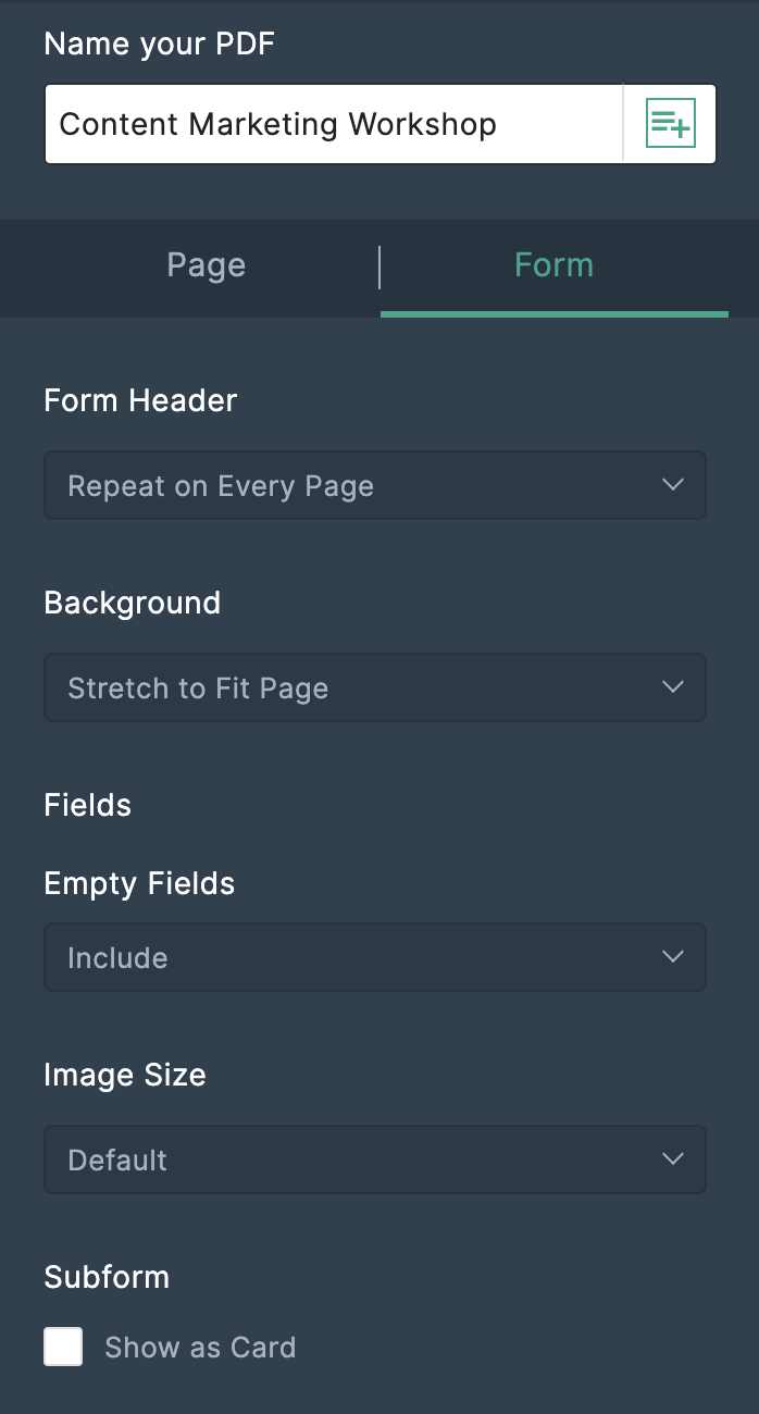 Form settings 