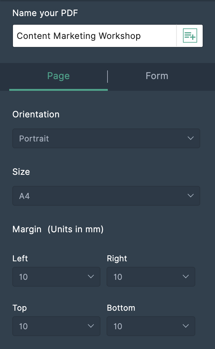 Page Settings