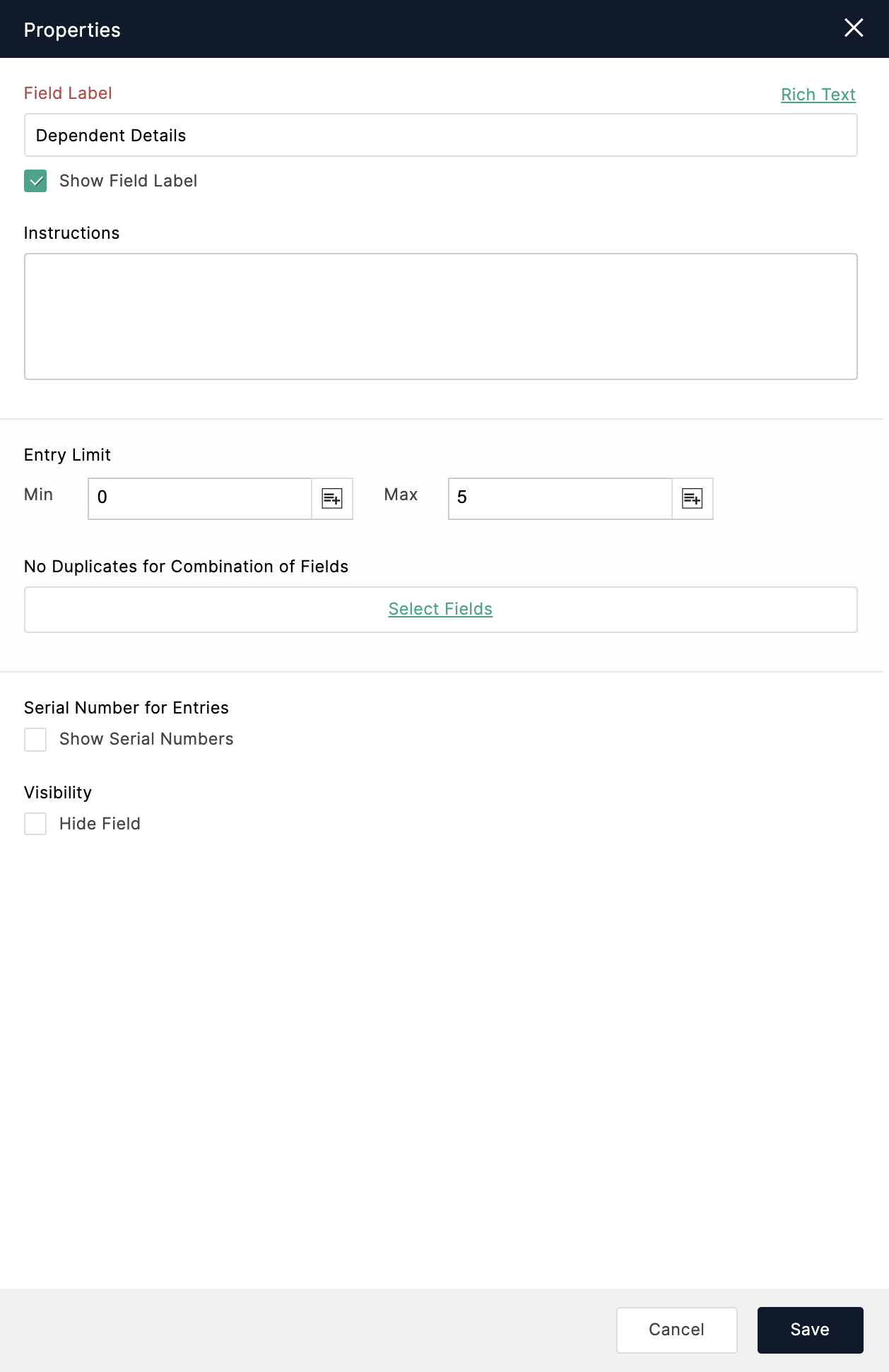 Validate duplicates for a combination of fields in Subform