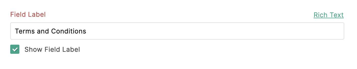 Terms and Conditions Field Label
