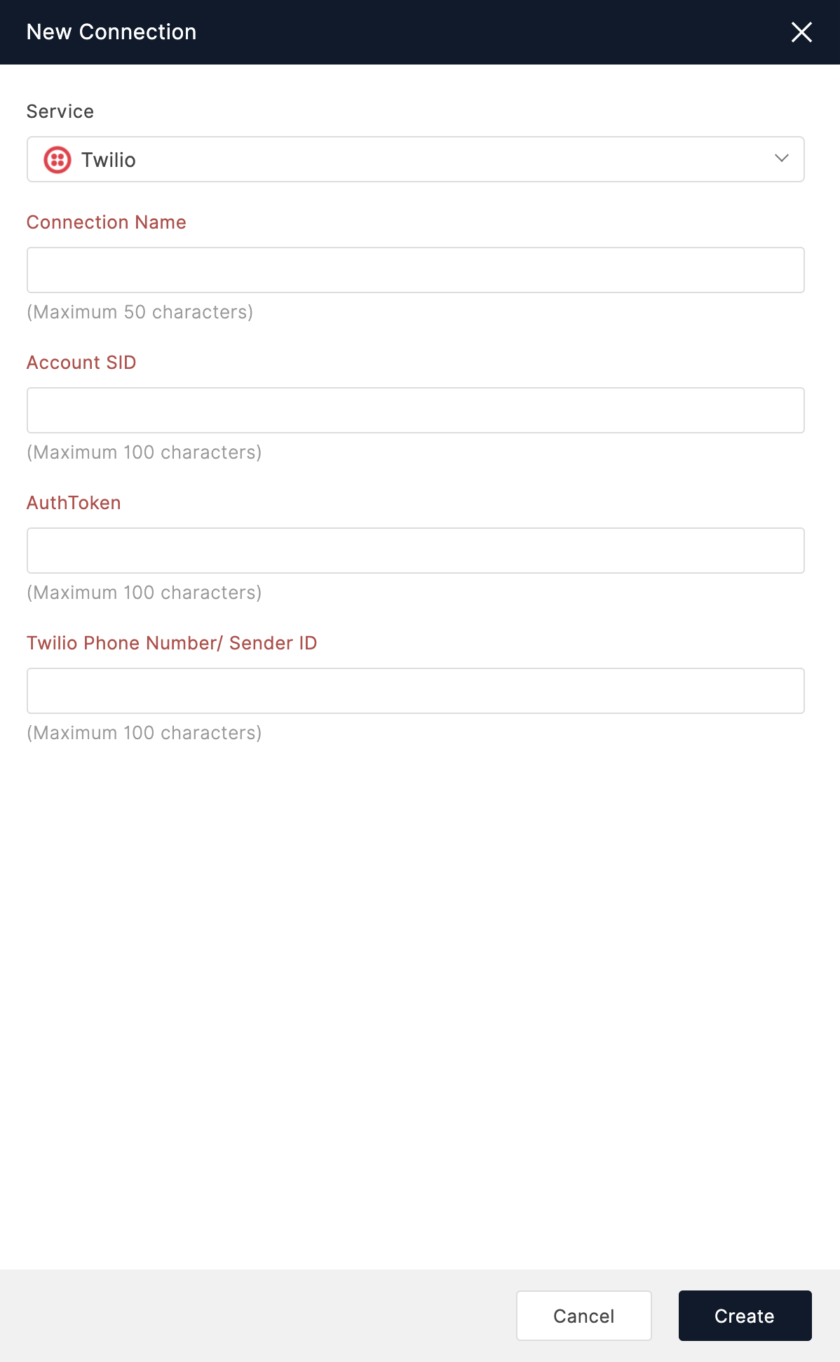 Create New Twilio Connection