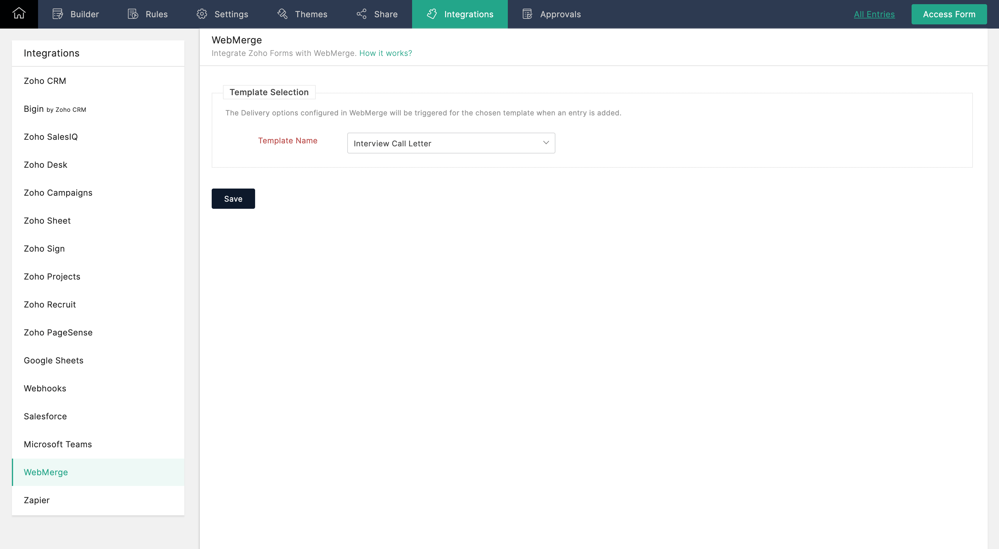 WebMerge Integration Setup