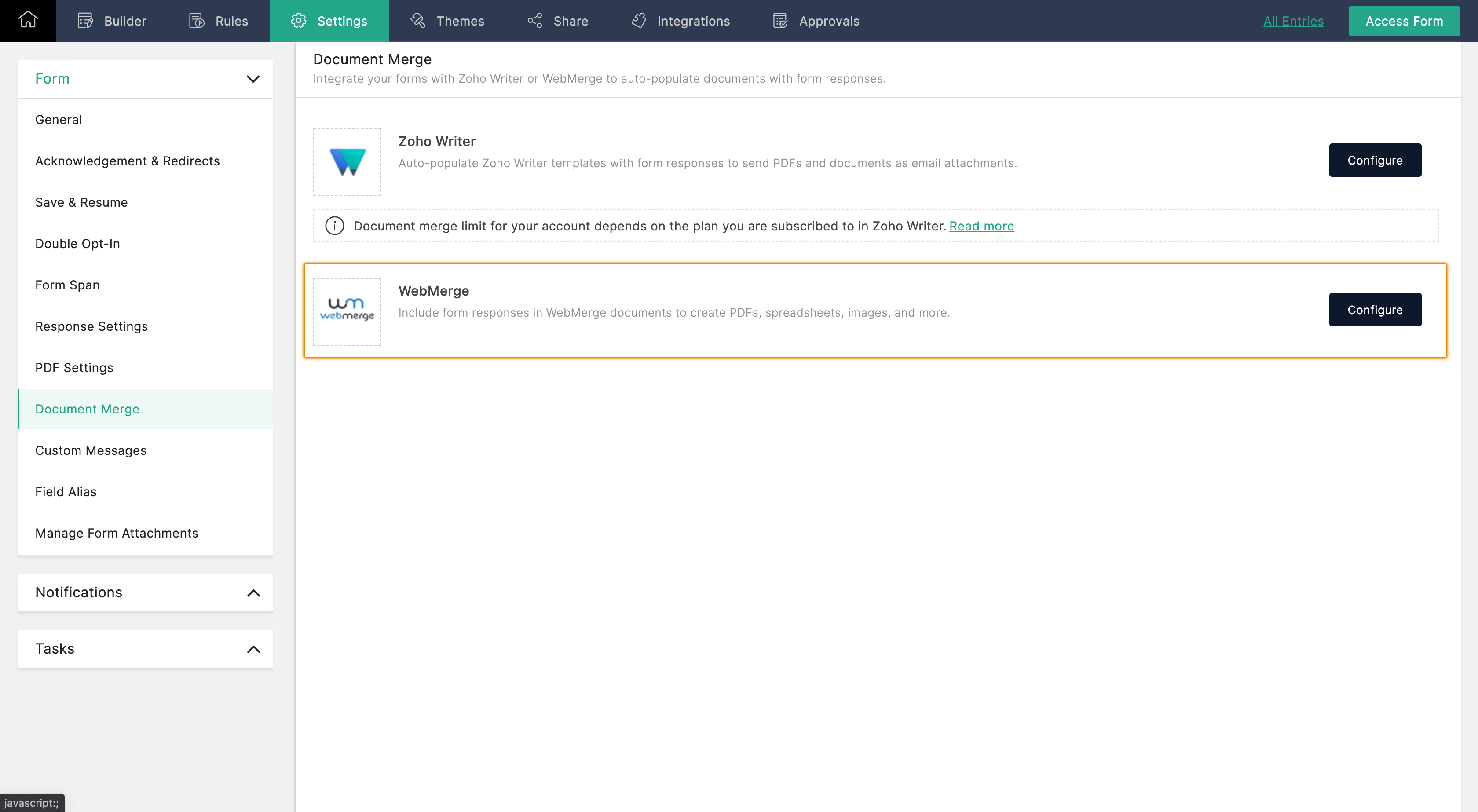 Document Merge using WebMerge