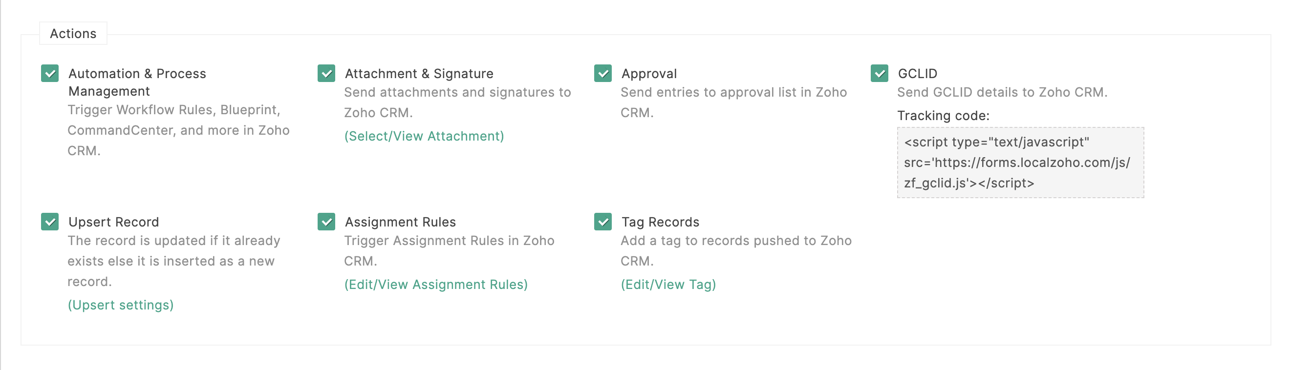 Trigger Actions in Zoho CRM