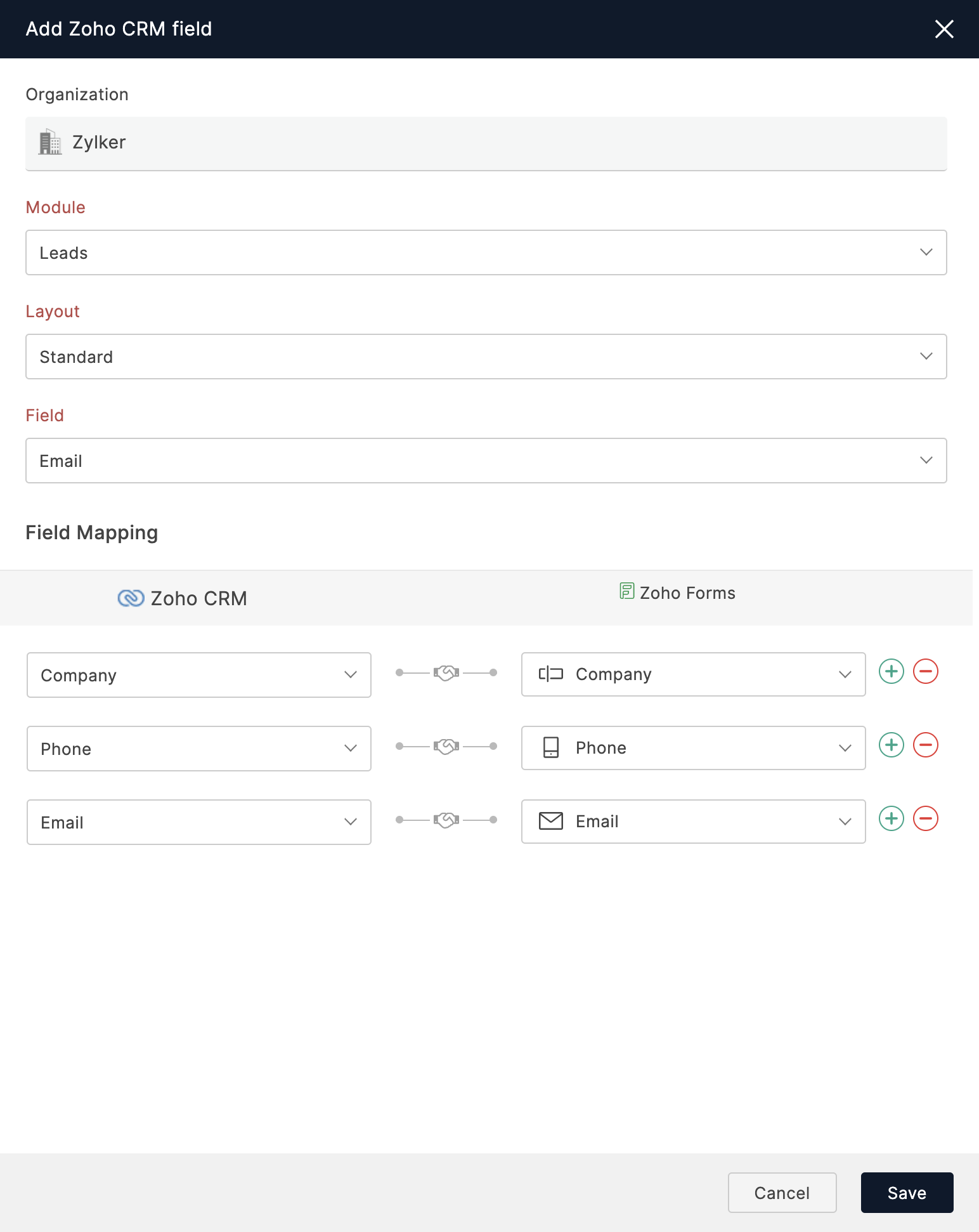 Add Zoho CRM field