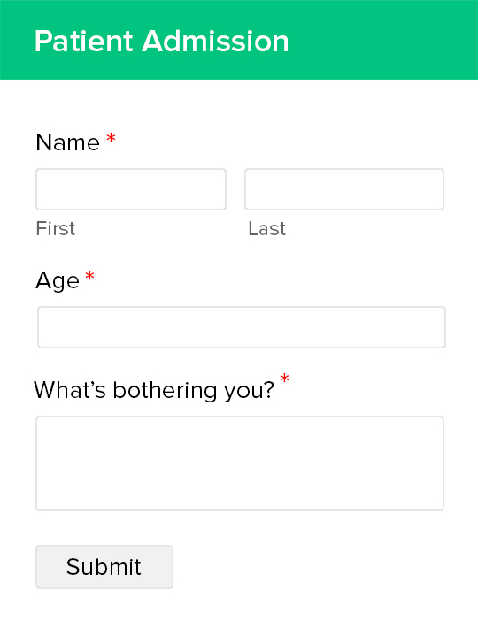 Zoho Forms Patient Admission form template 