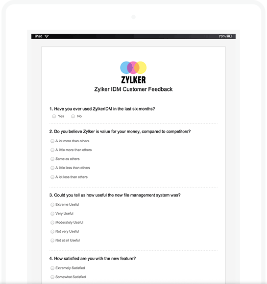 モバイル最適化されたアンケート Zoho Survey