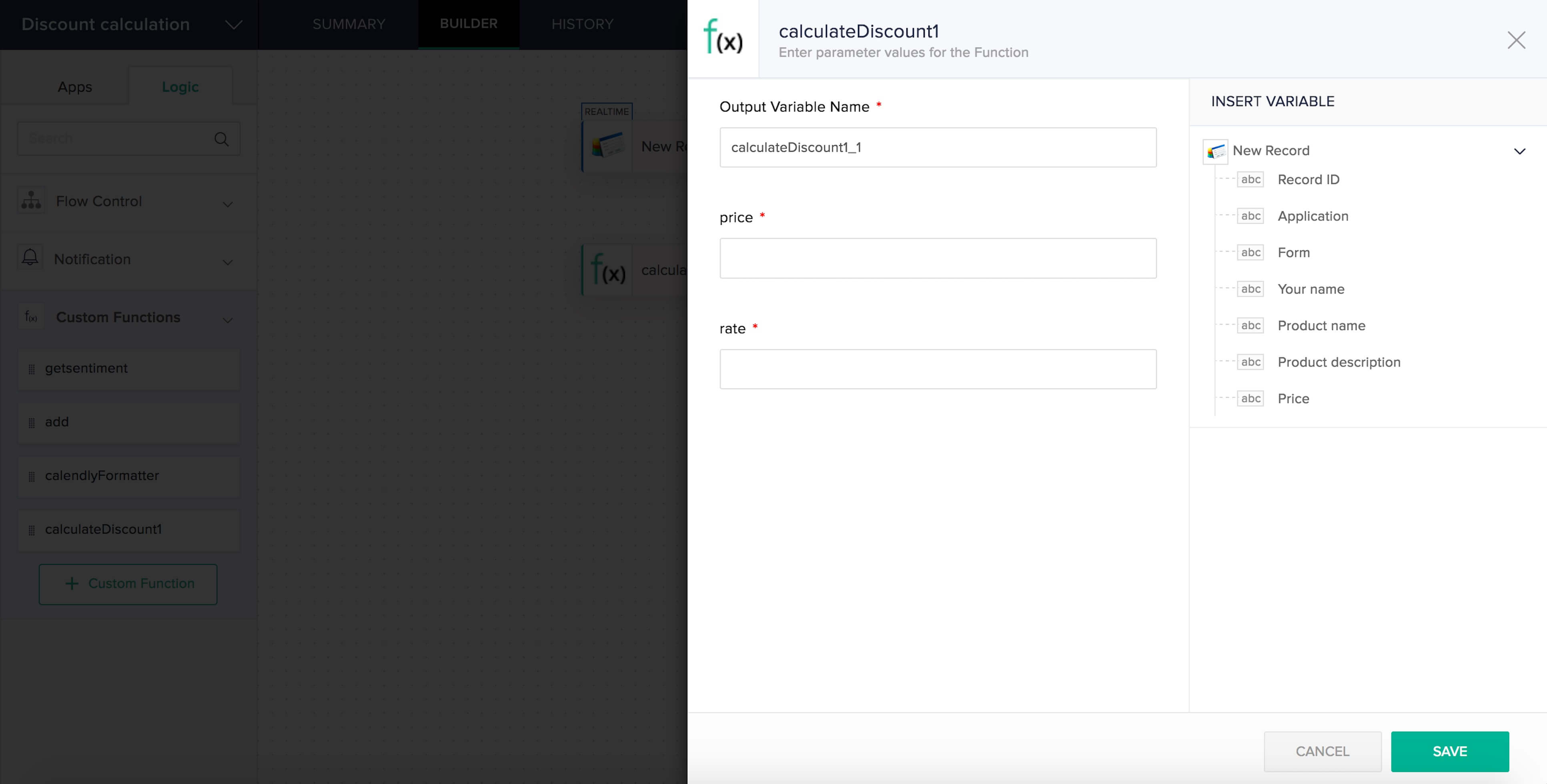 Custom functions in Zoho Flow