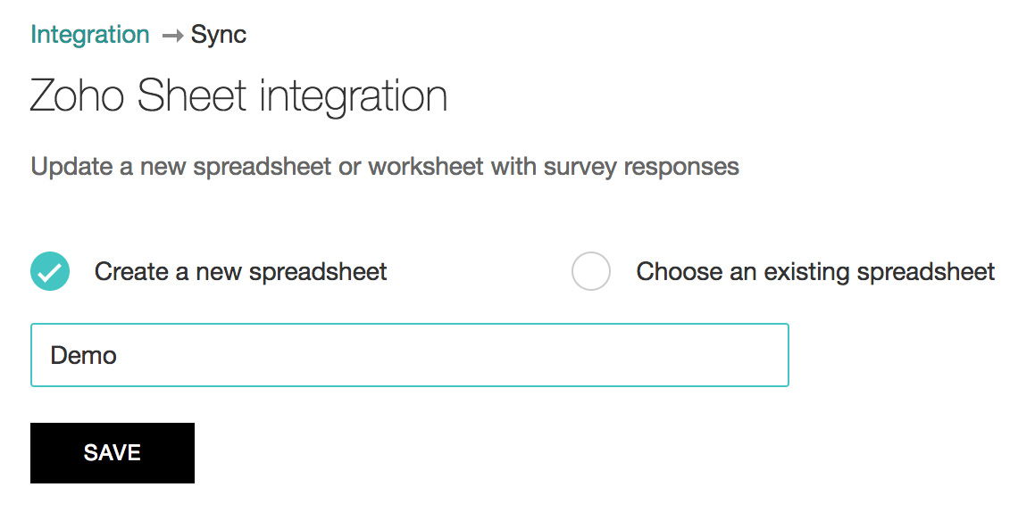 Zoho Survey integration with Zoho Sheet