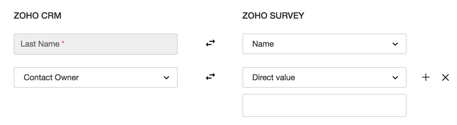 Zoho CRMとZoho Surveyの項目の関連付け