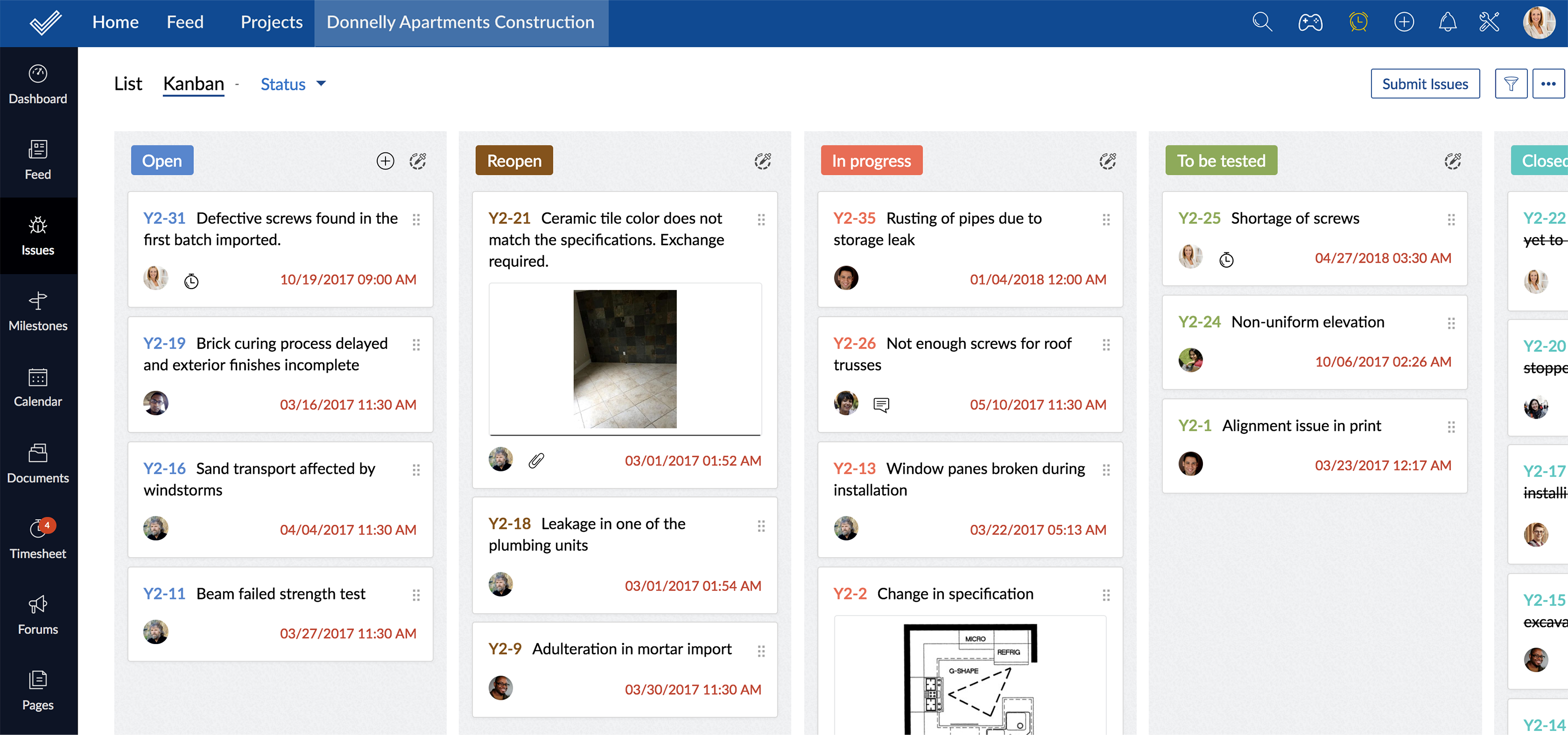 Kanban View Of Issues Zoho Projects