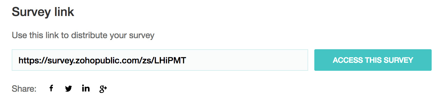 Zoho Surveyのアンケートへのリンク