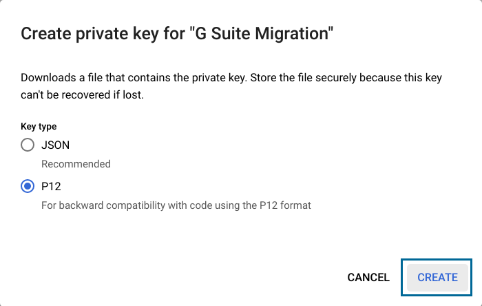 Creating private key for Gsuite Migration