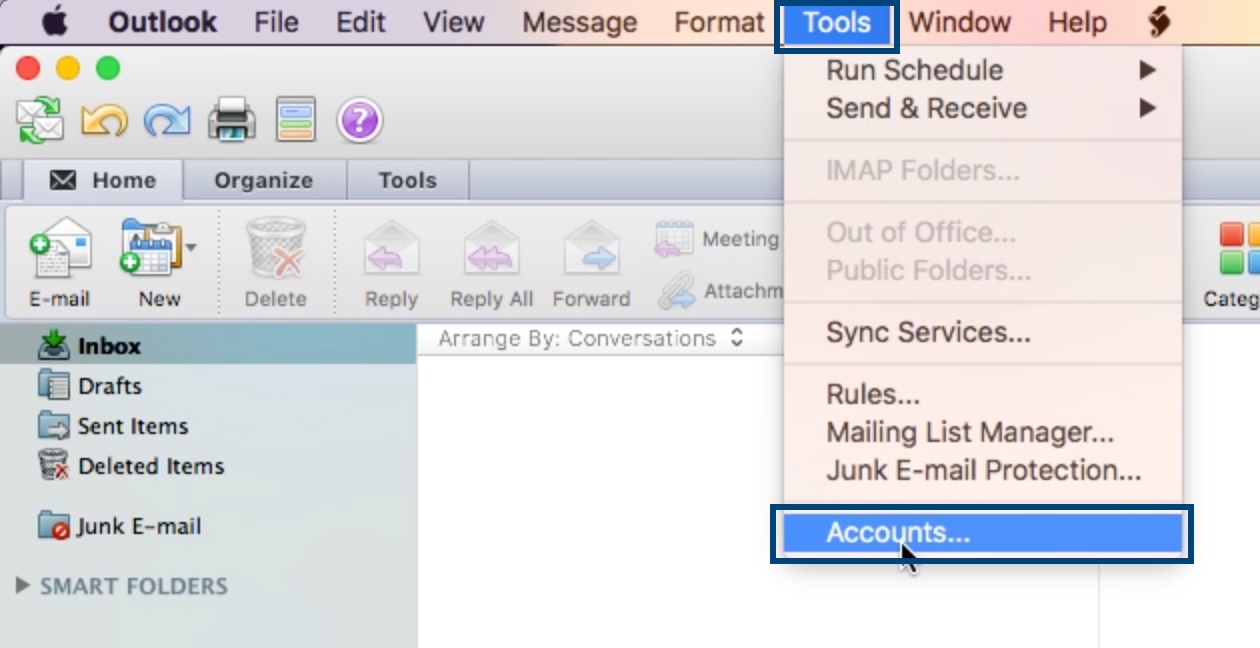 mac microsoft outlook cannot view sent messages