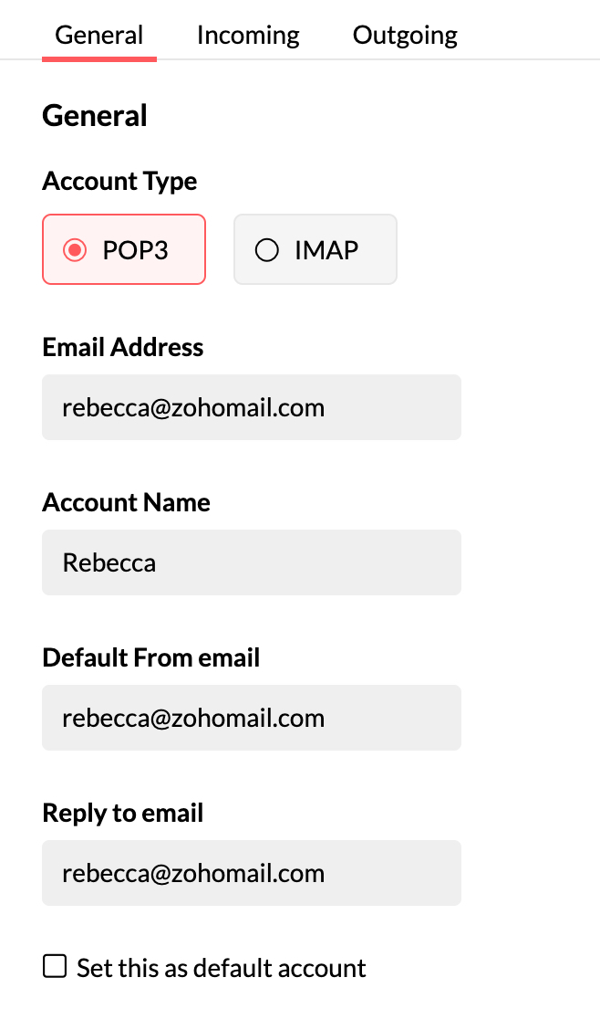 Set default email address