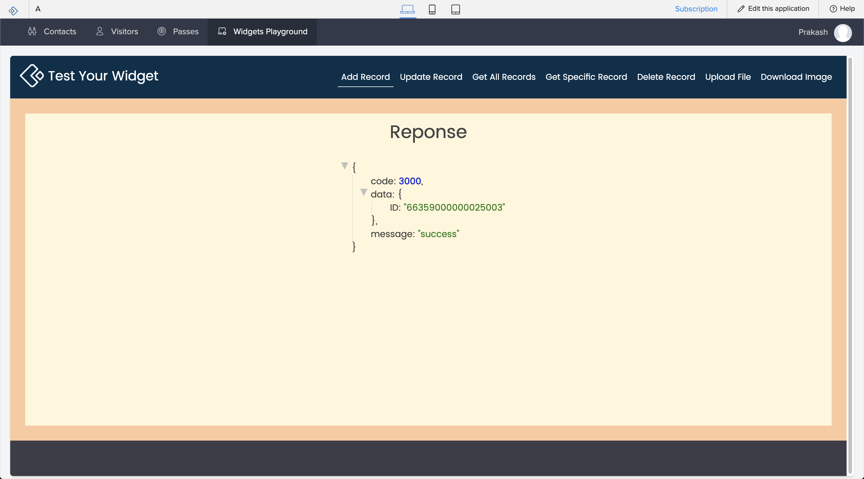Sample widget | ManageEngine AppCreator Help