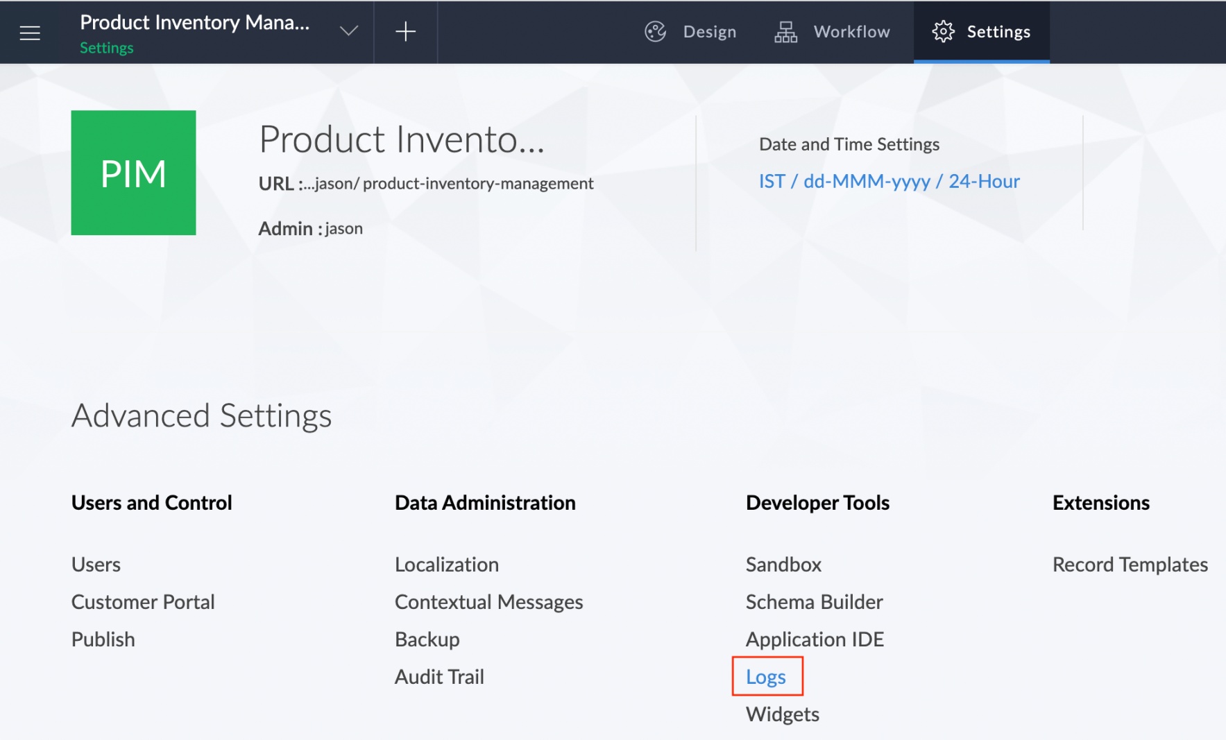 View Logs | ManageEngine AppCreator Help