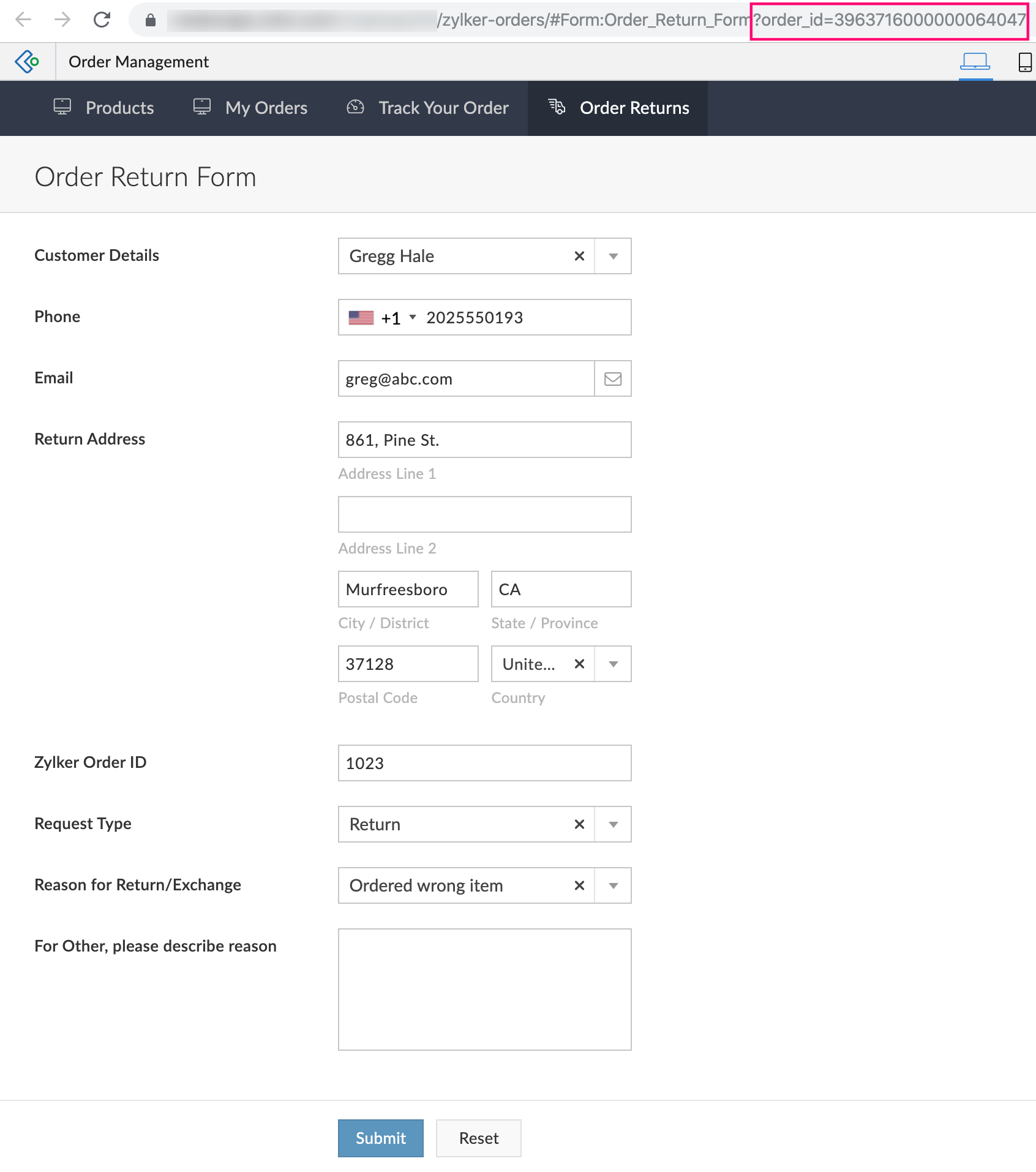 Configure parameters for page elements| ManageEngine AppCreator Help