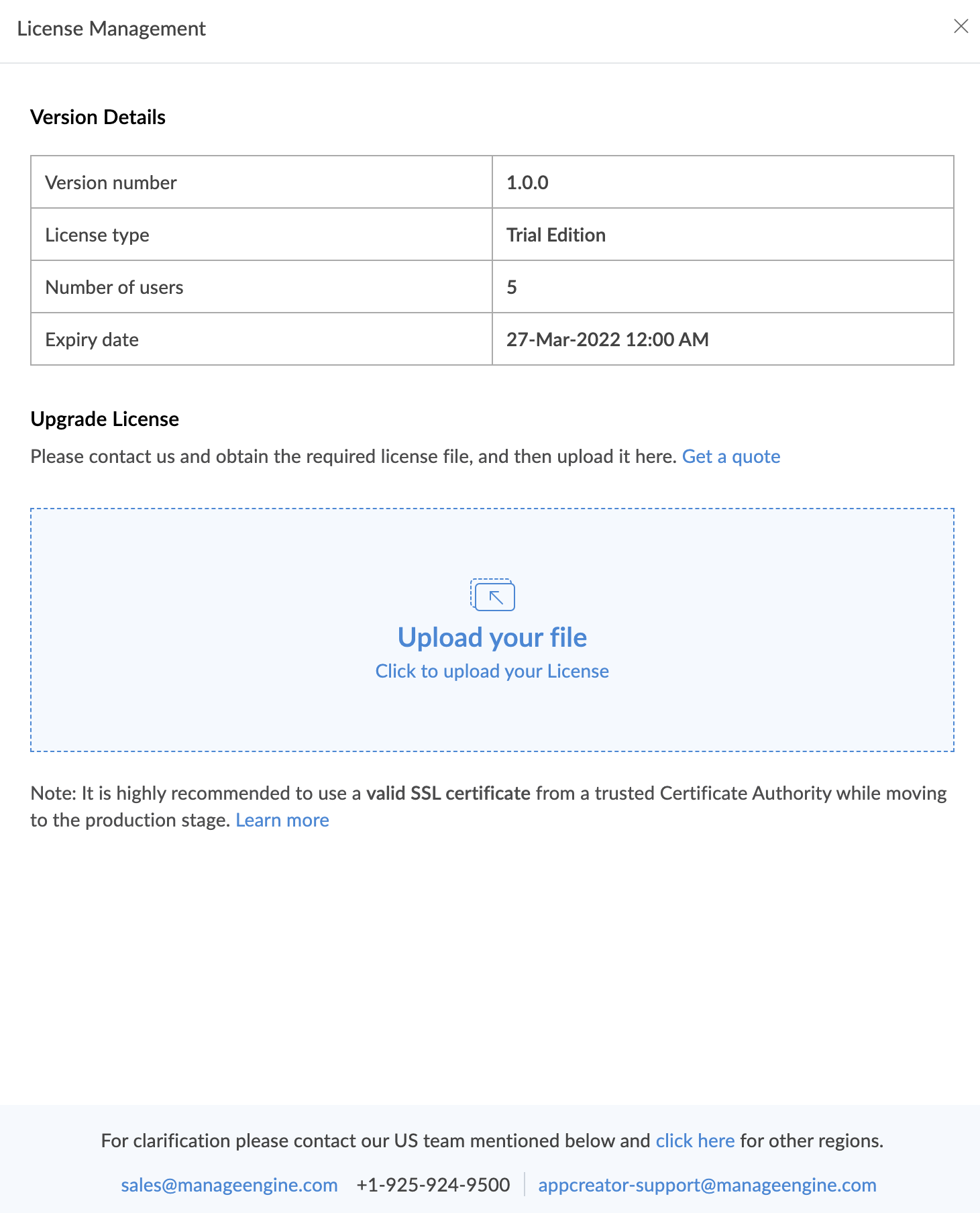 Manage version updates ManageEngine AppCreator Help