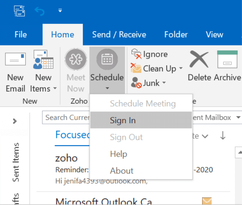 Host & Join Meetings right from MS Outlook Inbox Zoho Meeting Plugin