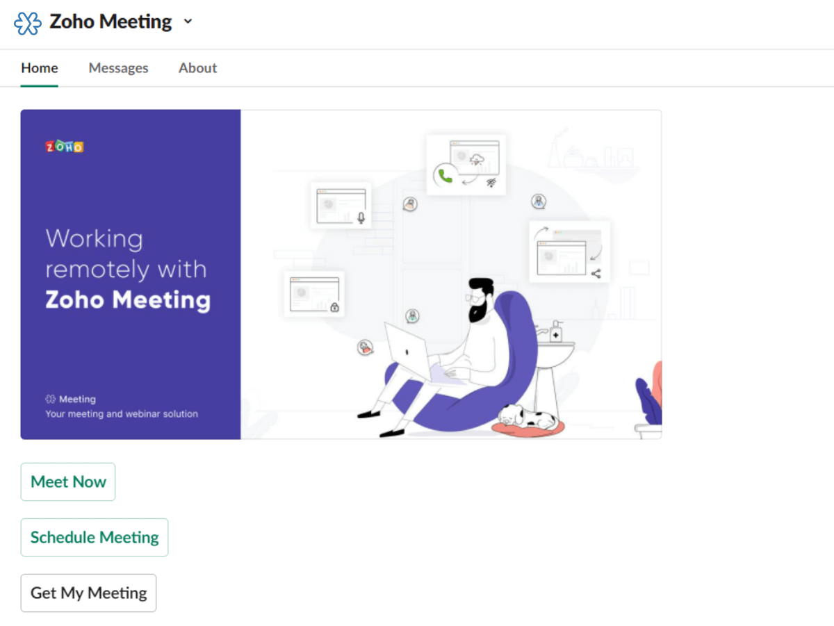 Host & Join Meetings from Slack chat rooms Zoho Meeting integration