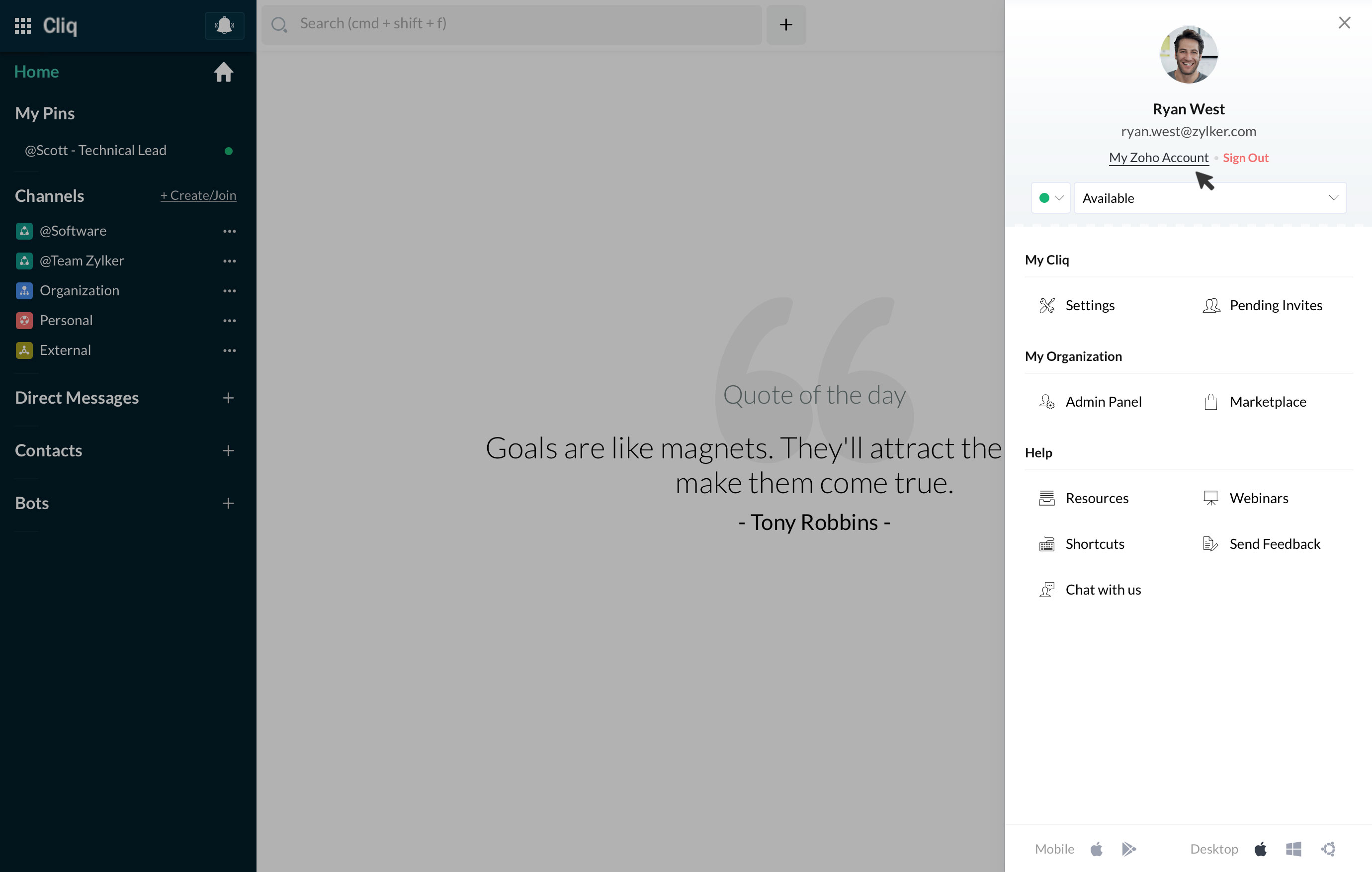 Click on your profile picture and then Account Info icon.