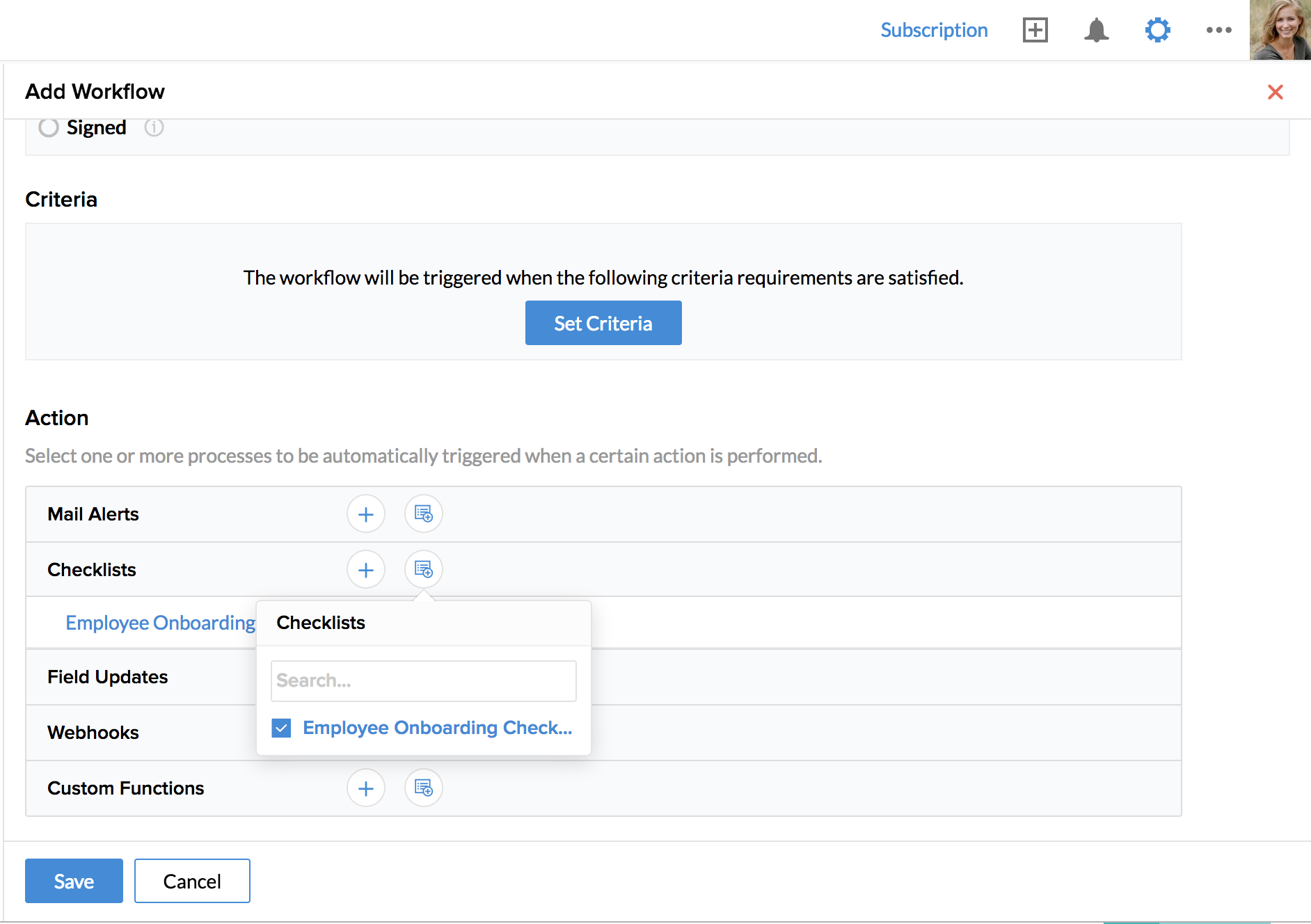 Automation In Checklists Zoho People