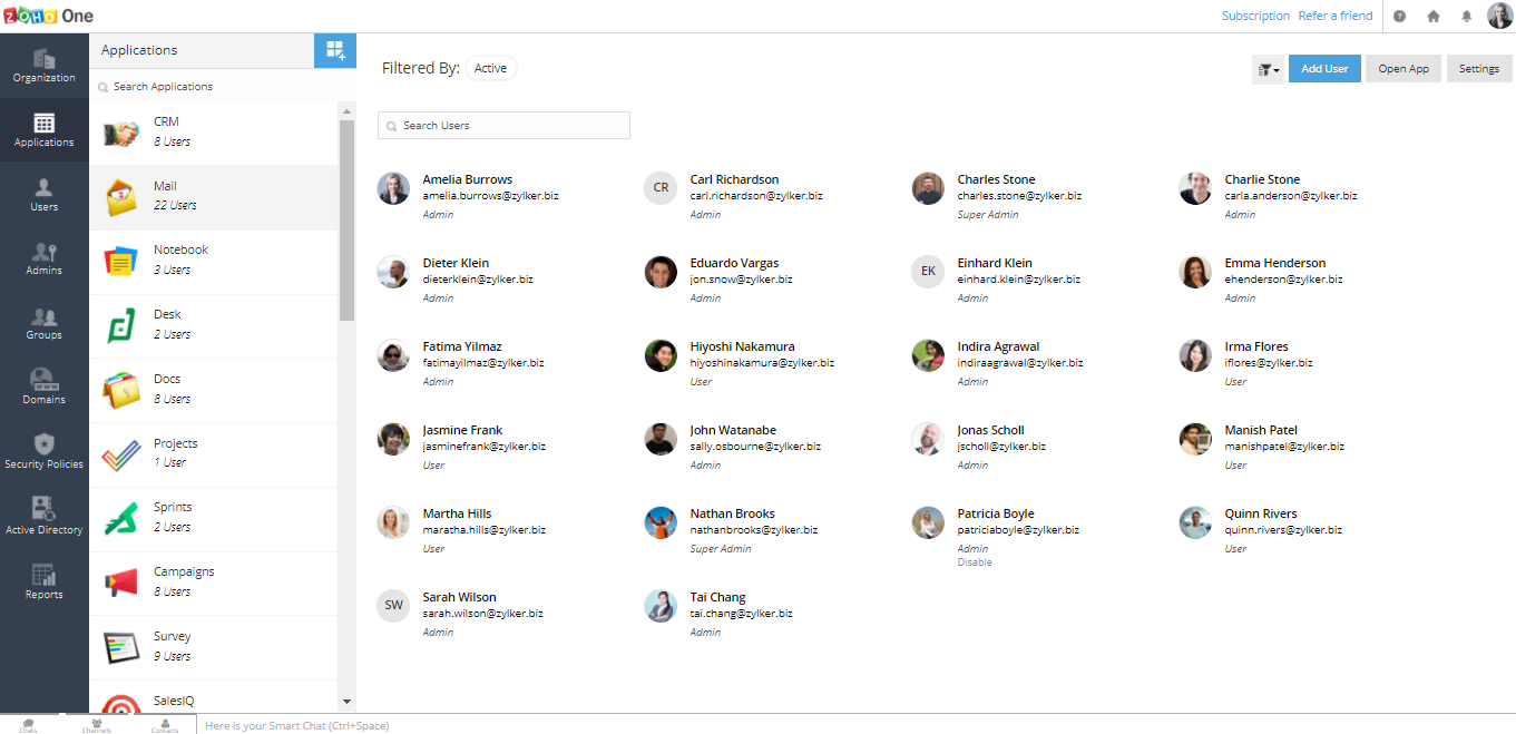 Application Settings Admin Guide Zoho One