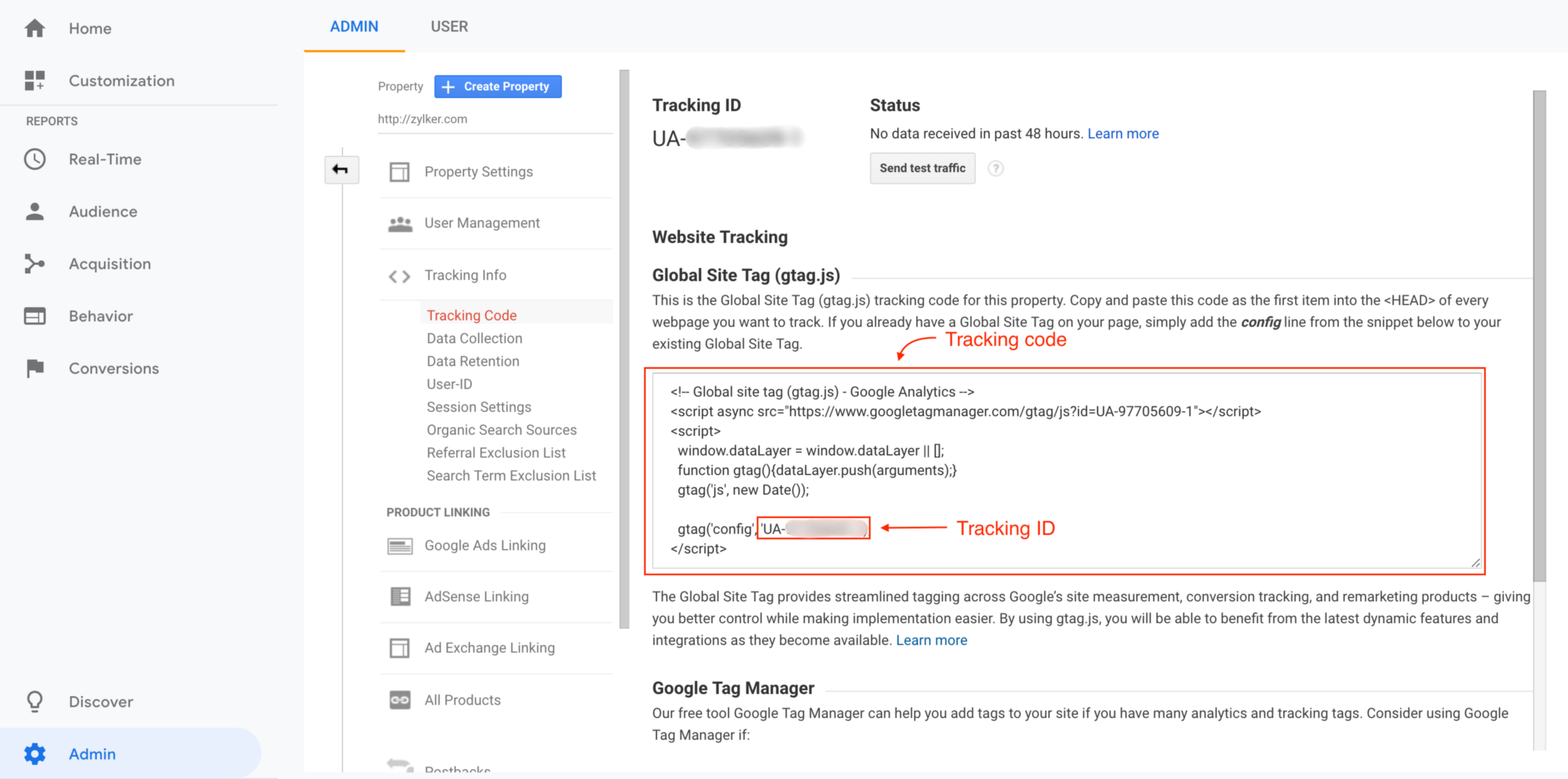 Google Analytics Tracking code for Zoho PageSense Integration