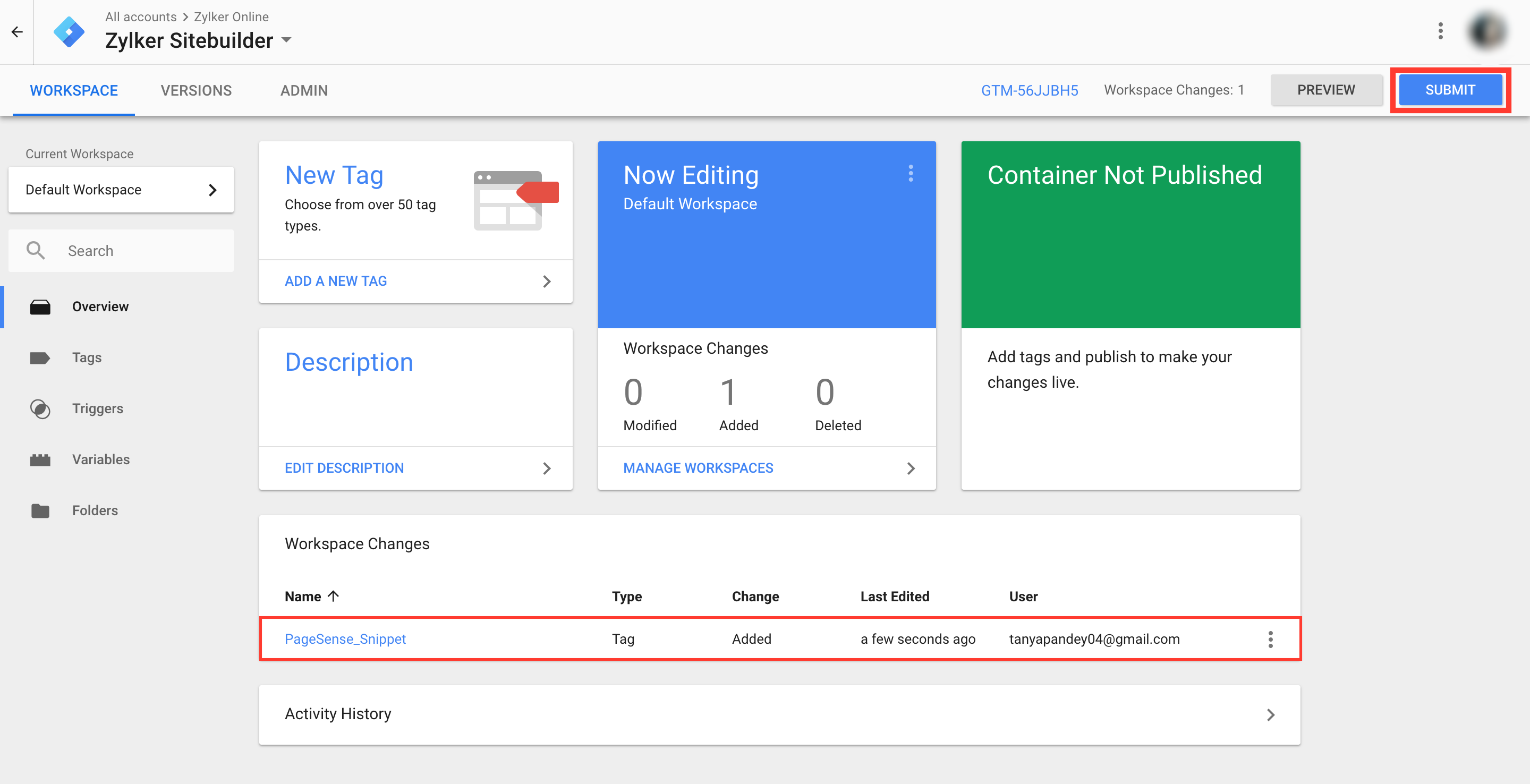 how to integrate zoho pagesense code