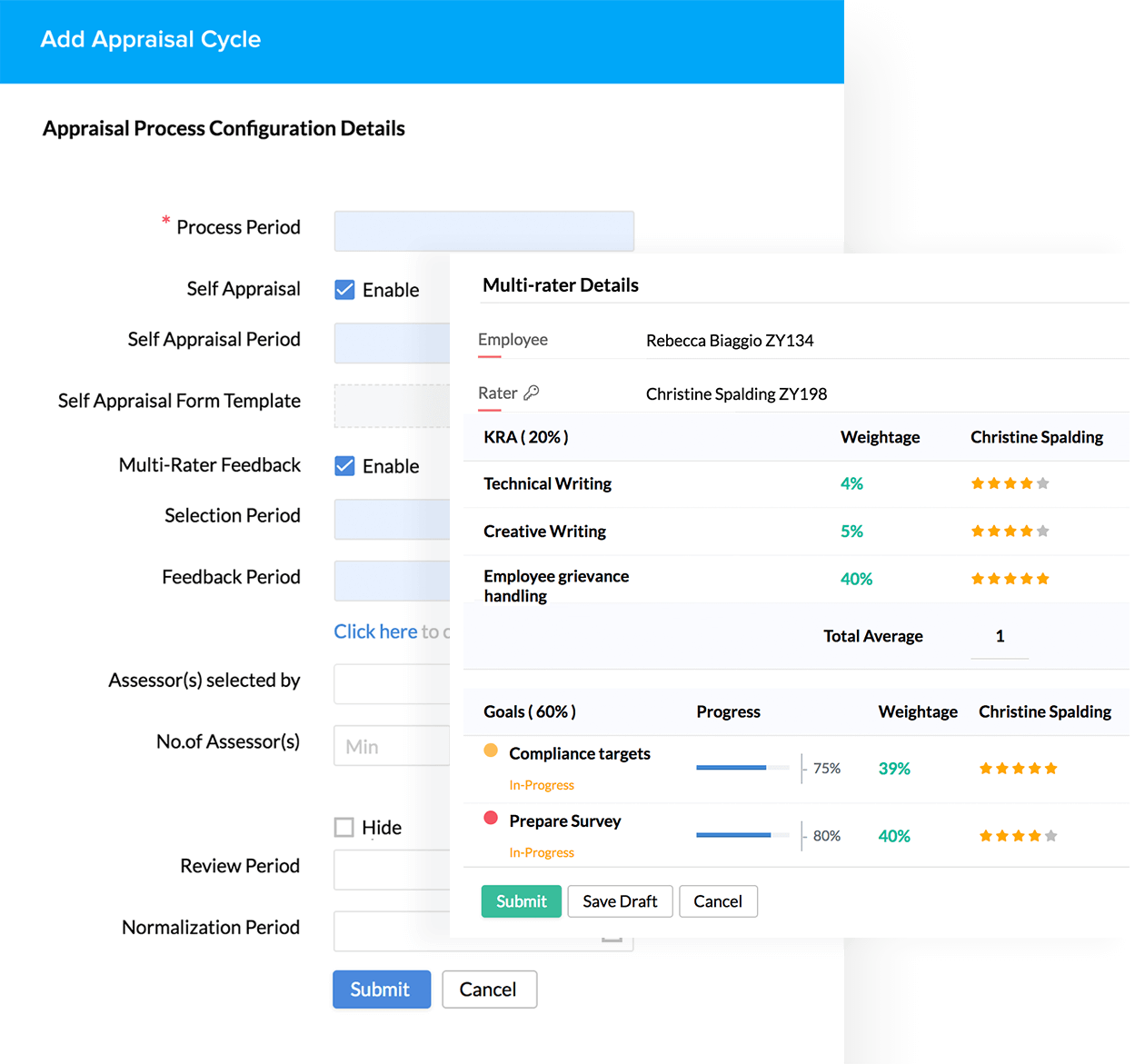 Zoho People Plus appraisal cycle. 