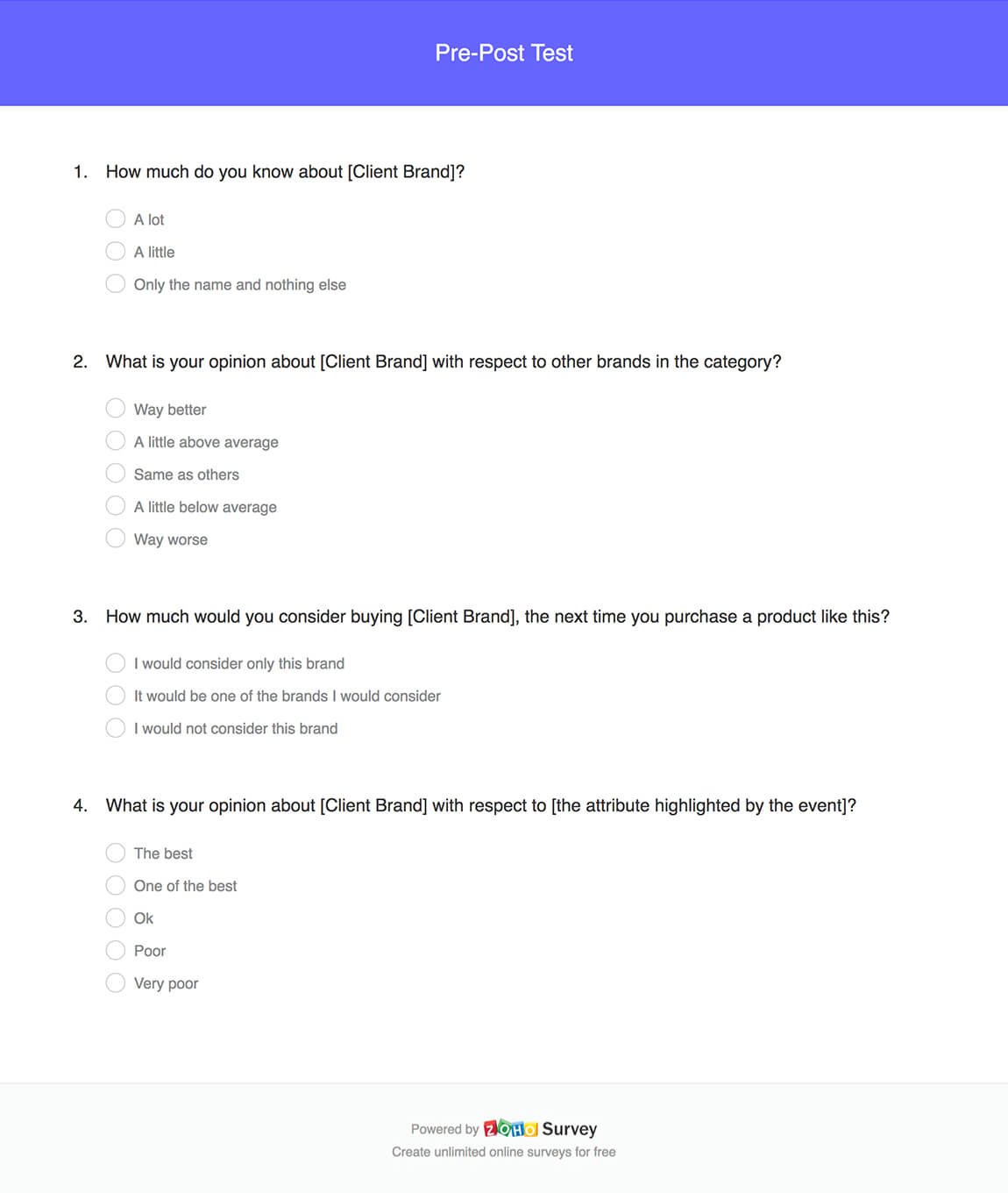 Pre Post Test Survey Template Zoho Survey - see the template in actionuse this template