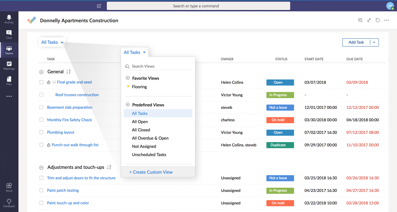 Microsoft Teams Gantt Chart