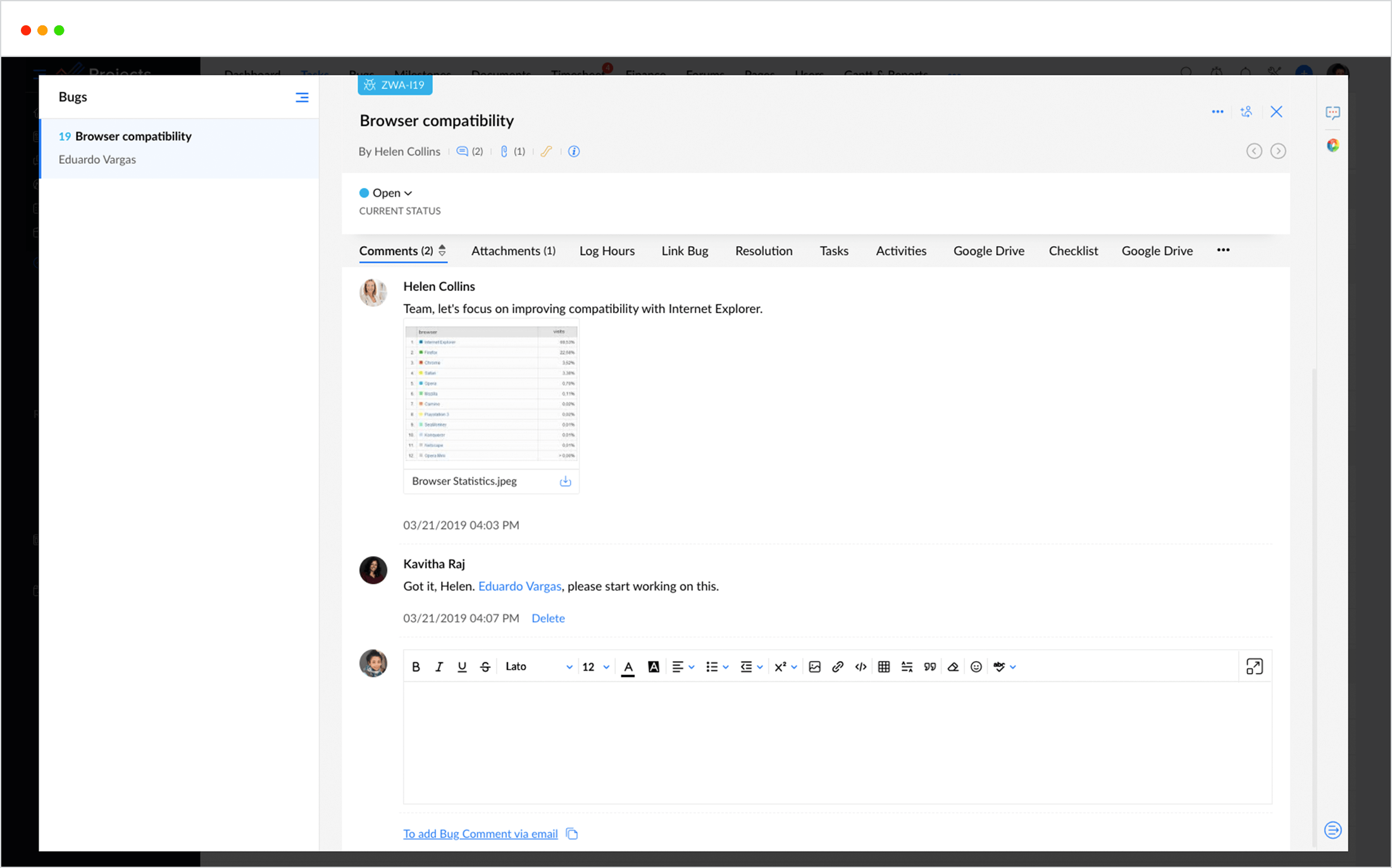 Collaborate with your team via an online meeting - Zoho Projects