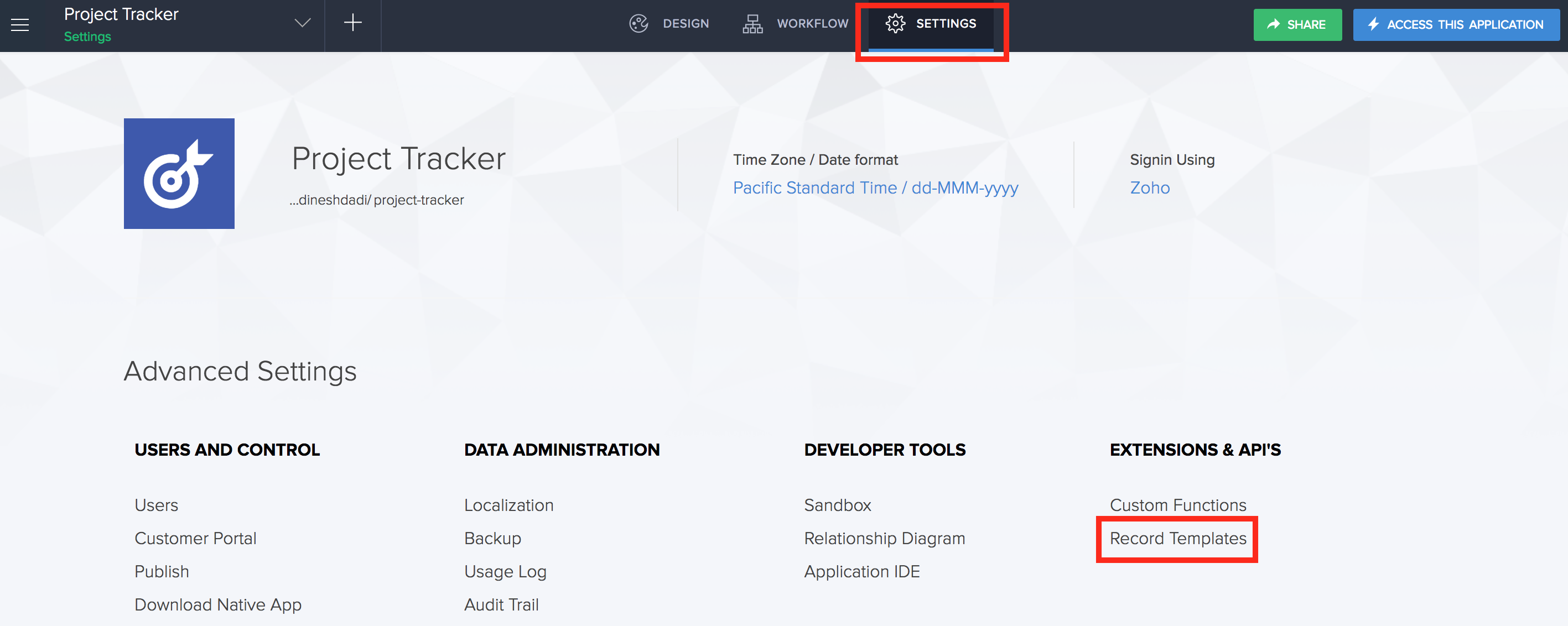 create record template zoho creator help customer record template