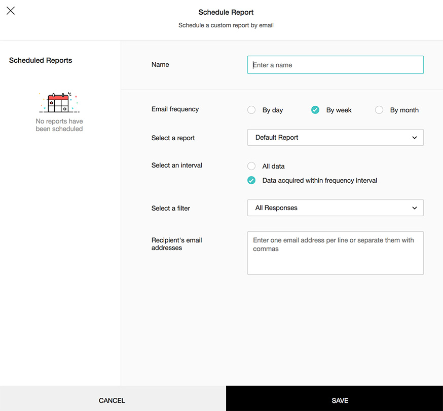 Agendar relatórios de pesquisa