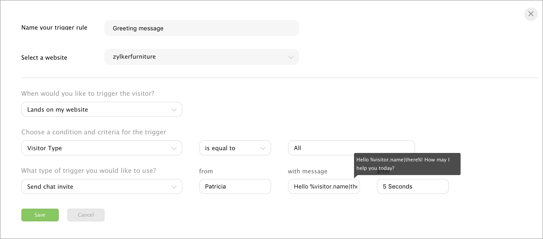 Setup Dynamic Messages - Zoho SalesIQ