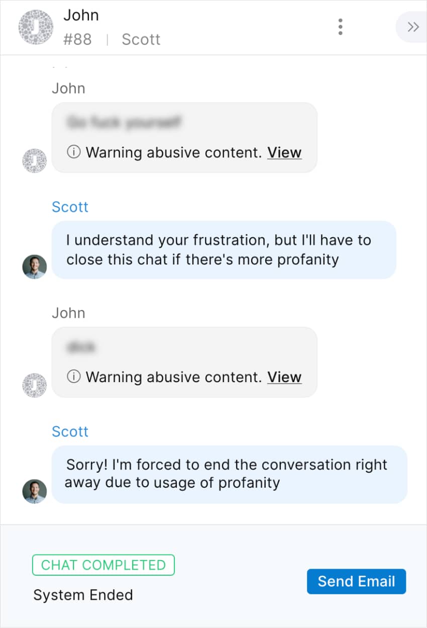 Remover chats abusivos