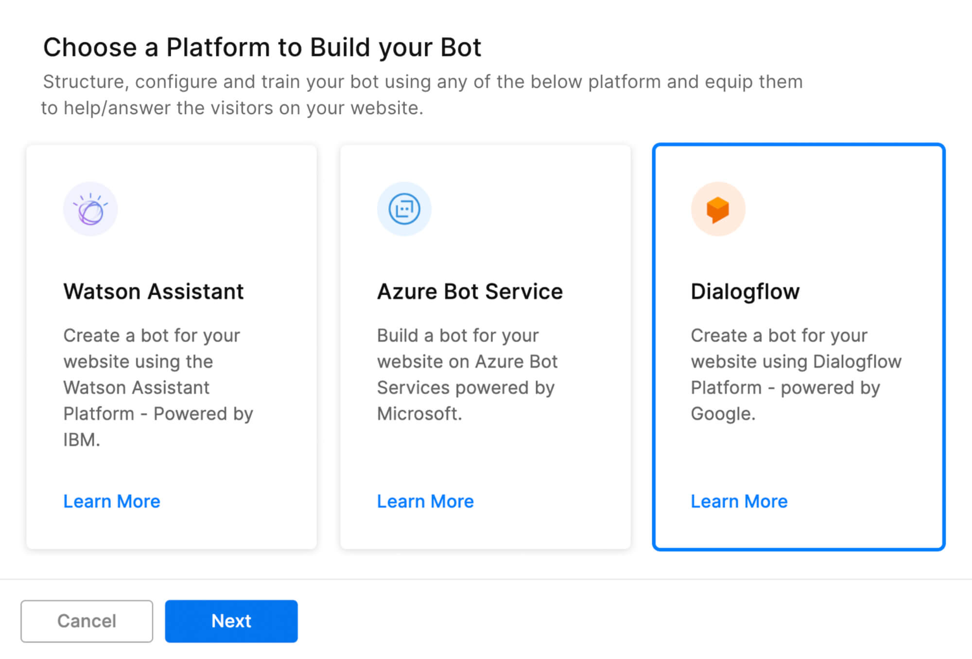 Build your Zobot on external AI platforms