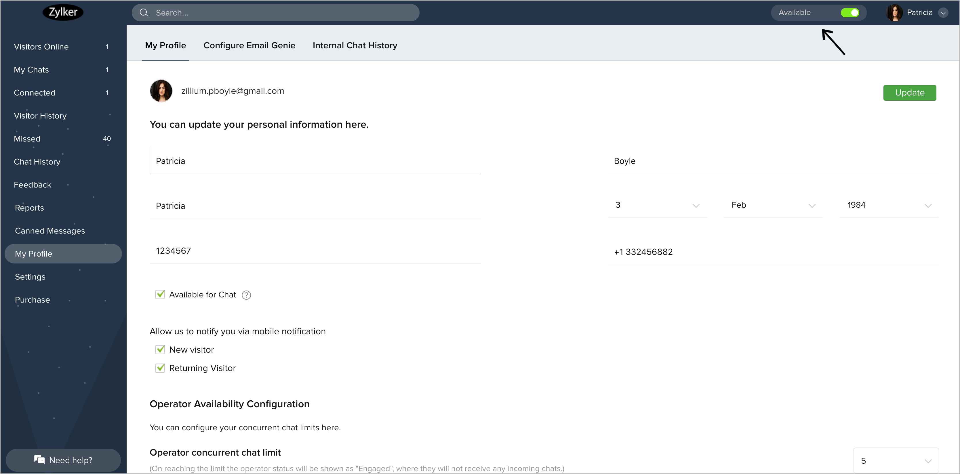 Update Your Profile Zoho Salesiq Update Your Profile Zoho Salesiq