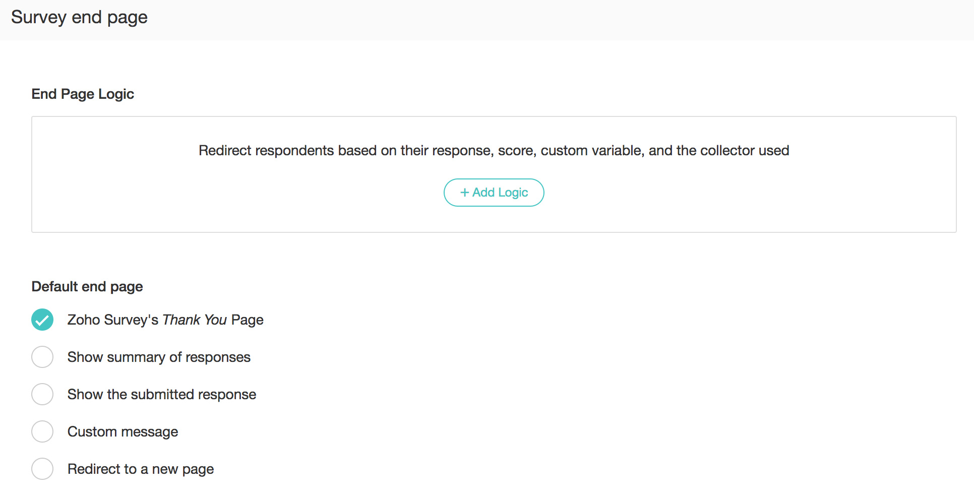 Customize survey end page