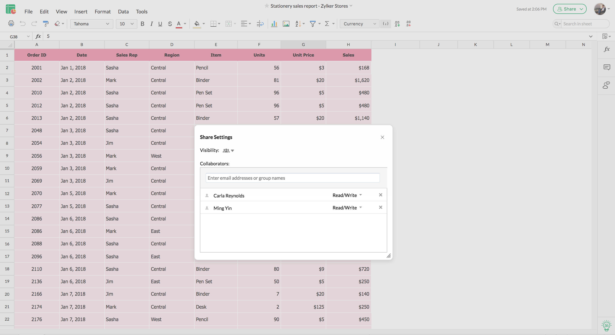 コラボレーションに最適なスプレッドシート Zoho Sheet コラボレーションに最適なスプレッドシート Zoho Sheet