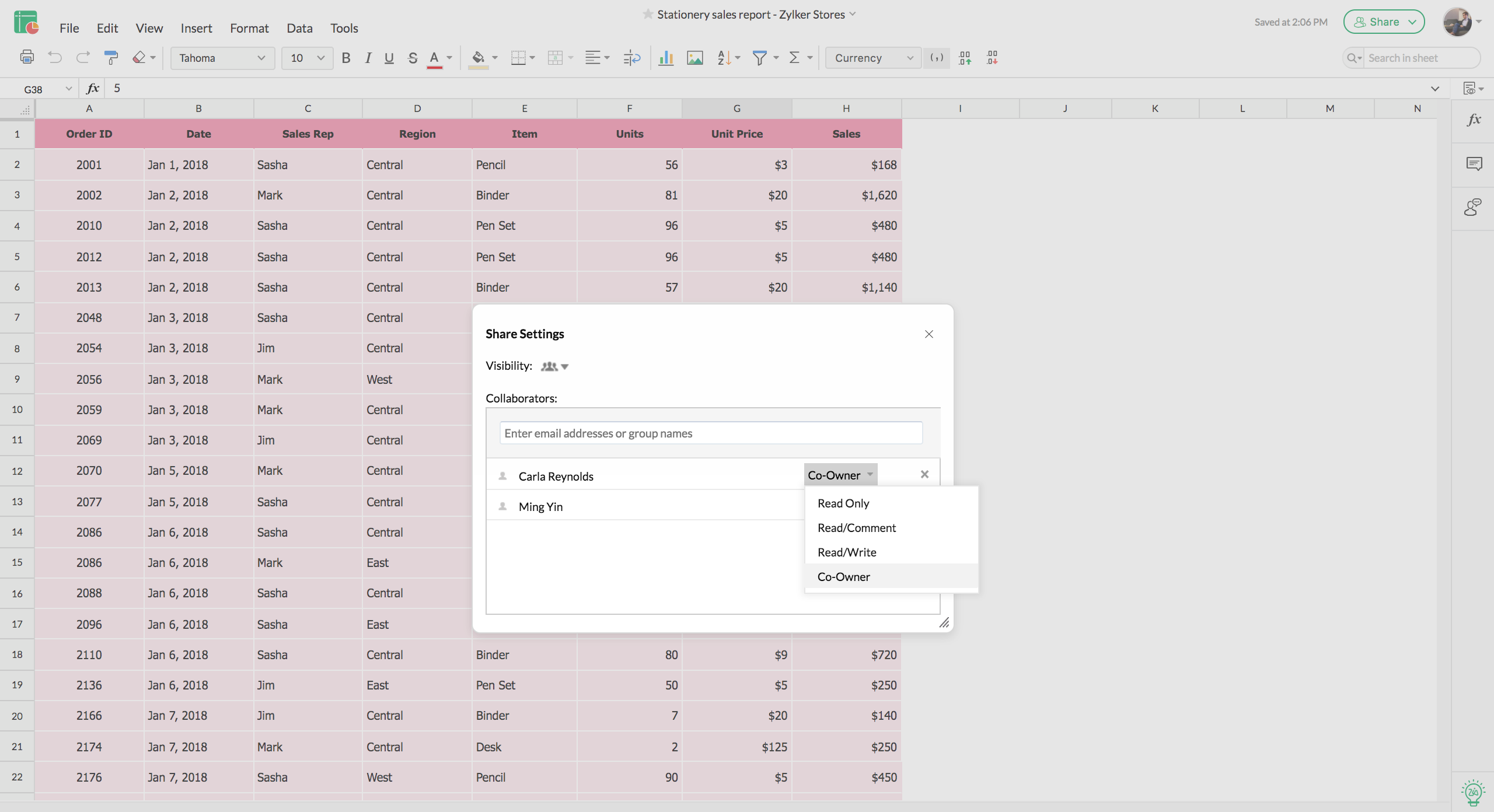 Fine grained controls to collaborate without losing control over your spreadsheets.