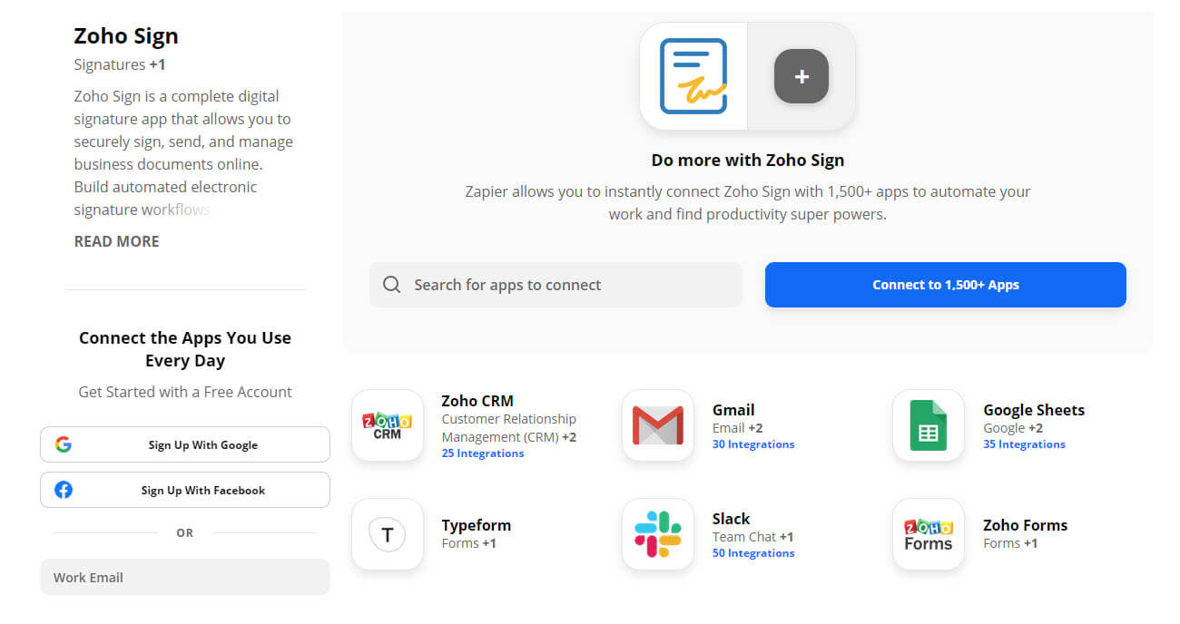Connect Zoho Sign with your favorite apps