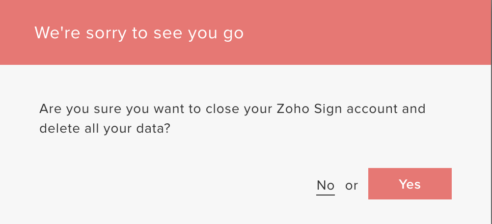 Delete Zoho Sign Account