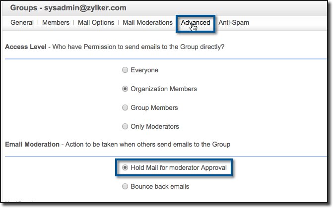 organization groups in zoho mail emails groups