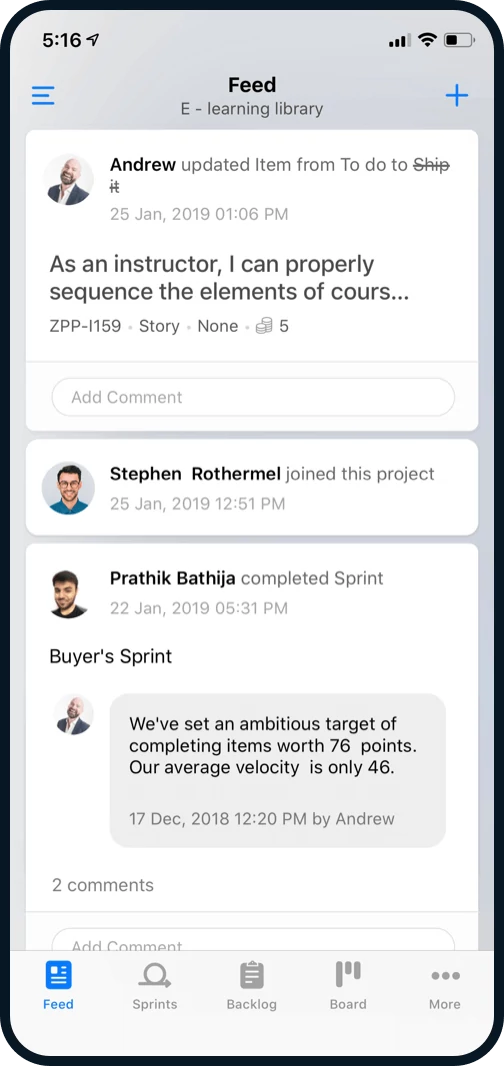Manage and track agile projects - Zoho Sprints