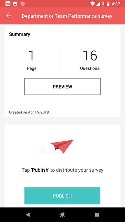 Android app unpublished surveys