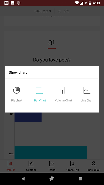 Survey android app chart types